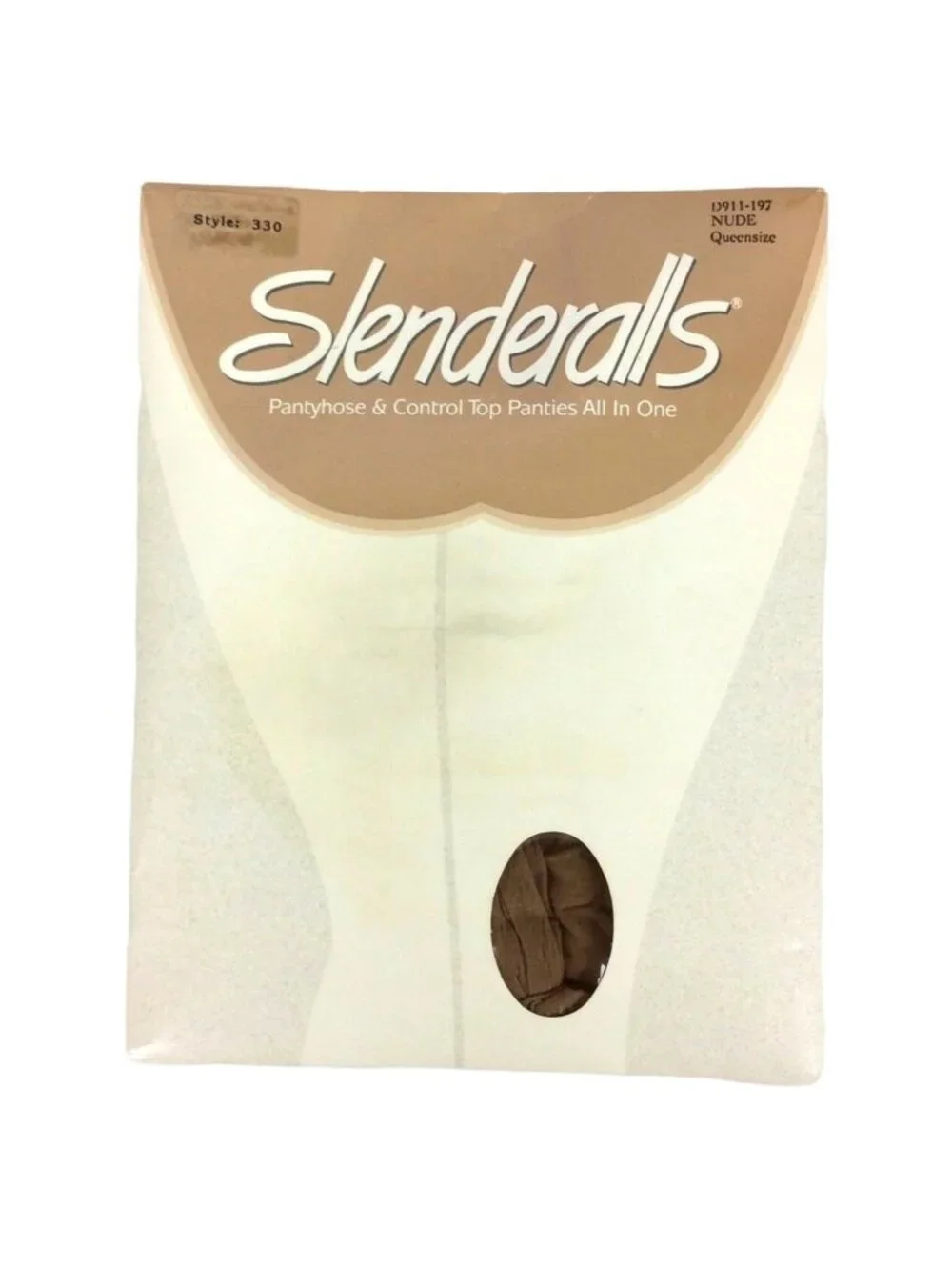 Vtg Hanes Slenderalls Pantyhose Queen Size Nude Beige Control Top Built In Panty